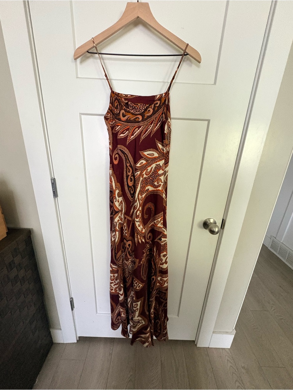 Farm Rio Leopard Paisley Burgundy Maxi Slip Dress S - Picture 8 of 14